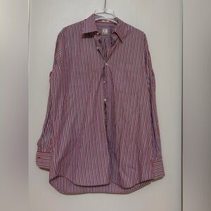 Peter Millar Men's Red and White Striped Shirt